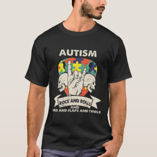 Autismus-Bewusstsein Rocks Rolls Spins Flaps Twirl T-Shirt