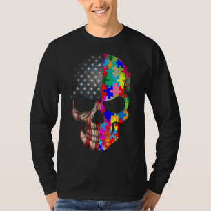 Autismus Bewusstsein Schädelpuzzle Stücke Schädel  T-Shirt