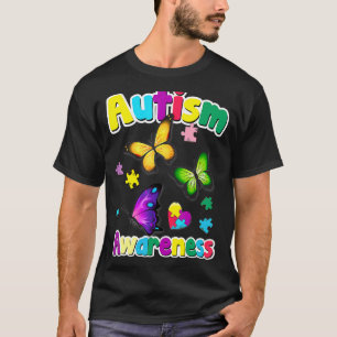 Autismus-Bewusstsein Schmetterling-Puzzleteile T-Shirt