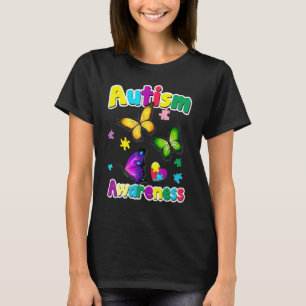 Autismus-Bewusstsein Schmetterling-Puzzleteile T-Shirt