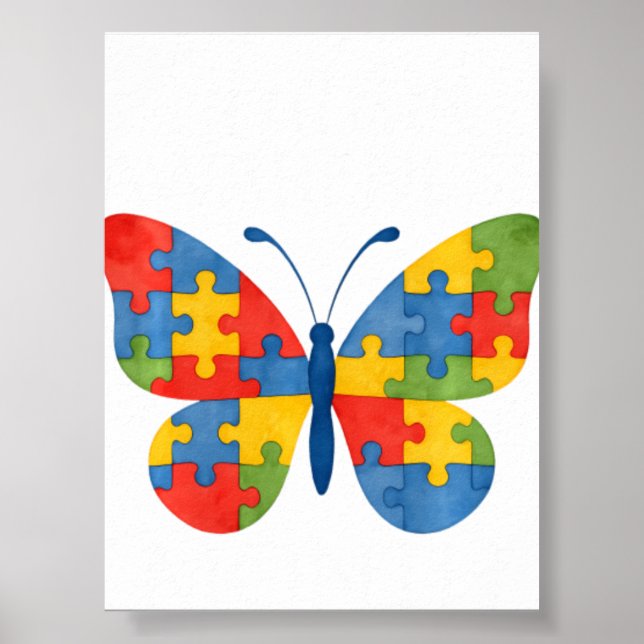 Autismus-Bewusstsein-Schmetterlings-Puzzle Poster (Vorne)