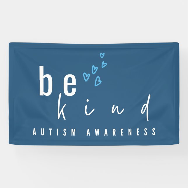 Autismus-Bewusstsein sei nett blaue Herzen modern  Banner (Horizontal)
