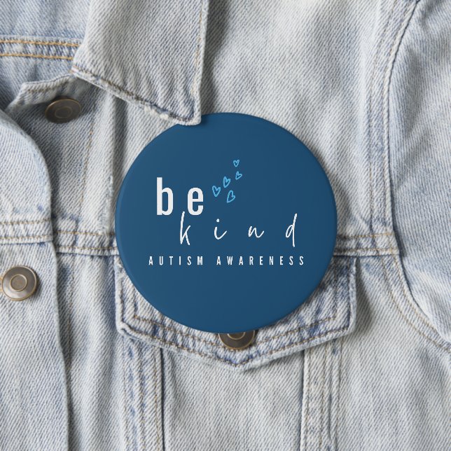 Autismus-Bewusstsein sei nett blaue Herzen modern  Button (Beispiel)