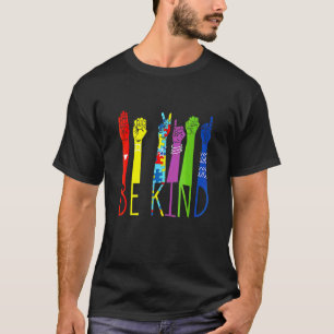Autismus-Bewusstsein Sei nett Gebärdensprache Hand T-Shirt