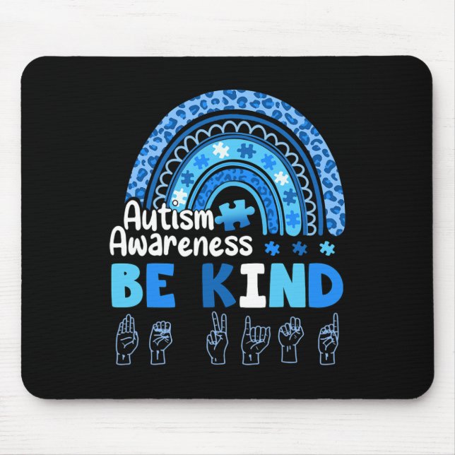 Autismus-Bewusstsein Sei nett Gebärdensprache  Mousepad (Vorne)