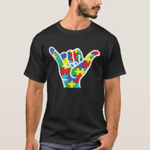 Autismus-Bewusstsein Shaka Hand Locker Unterstütze T-Shirt