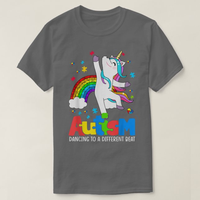 Autismus Bewusstsein Shirt Dabbing Einhorn Tanz Pu (Design vorne)
