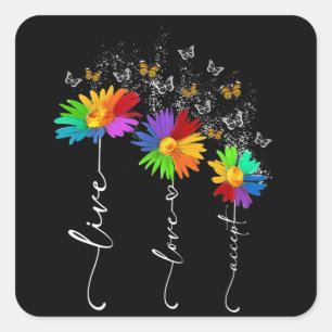 Autismus Bewusstsein Shirt Live Liebe Akzeptieren  Quadratischer Aufkleber