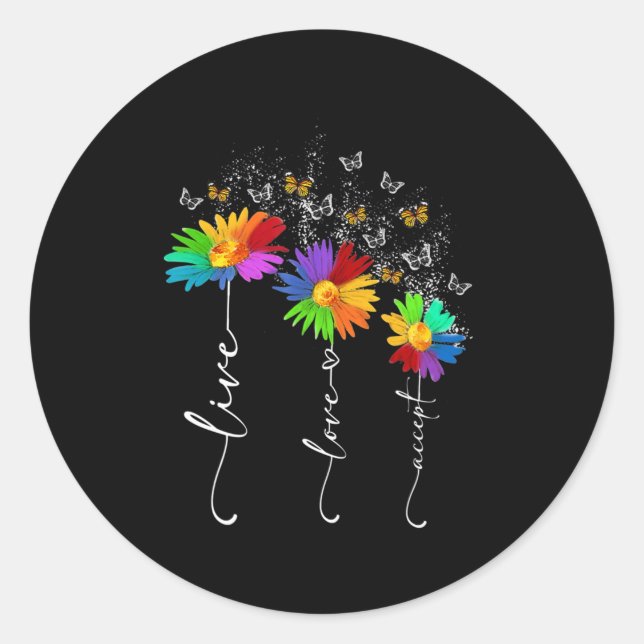 Autismus Bewusstsein Shirt Live Liebe Akzeptieren  Runder Aufkleber (Vorderseite)