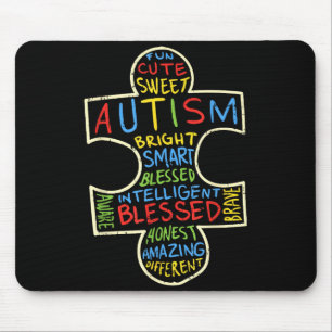 Autismus-Bewusstsein Shirt Puzzle Teil Worte Autis Mousepad
