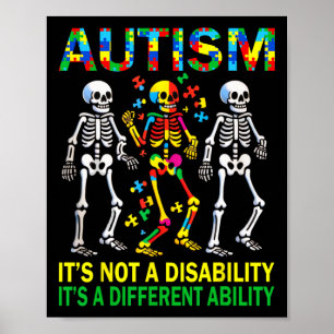 Autismus Bewusstsein Skelett tanzen Autistische Ki Poster