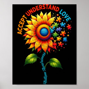 Autismus-Bewusstsein Sonnenblume Männer Frauen Kin Poster