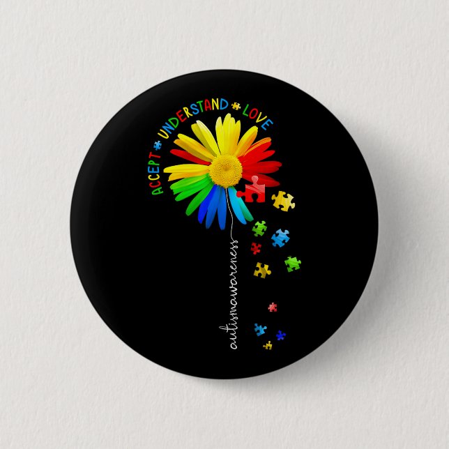 Autismus Bewusstsein Sonnenblumen Akzeptanz verste Button (Vorderseite)