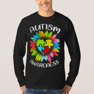Autismus Bewusstsein Sonnenblumen Farbenfrohe Herz T-Shirt
