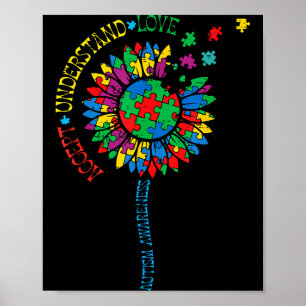 Autismus-Bewusstsein Sonnenblumen-Puzzle akzeptier Poster