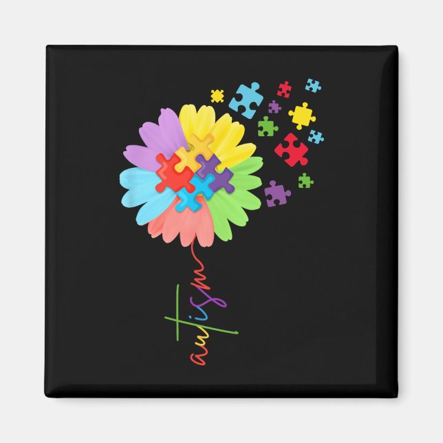 Autismus Bewusstsein Sonnenblumen Puzzle Stückchen Magnet (Vorne)