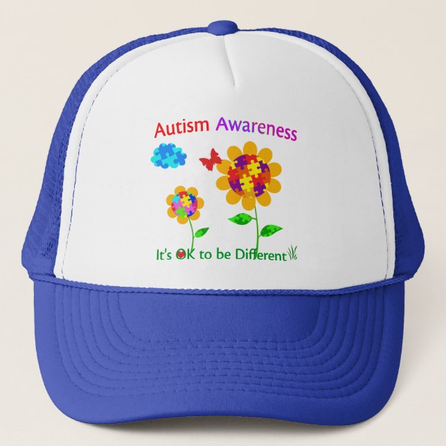 Autismus Bewusstsein Sonnenblumen Truckerkappe (Vorderseite)