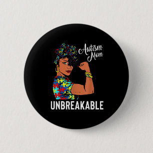 Autismus-Bewusstsein Starke Mutter Afro-Mutter Sch Button