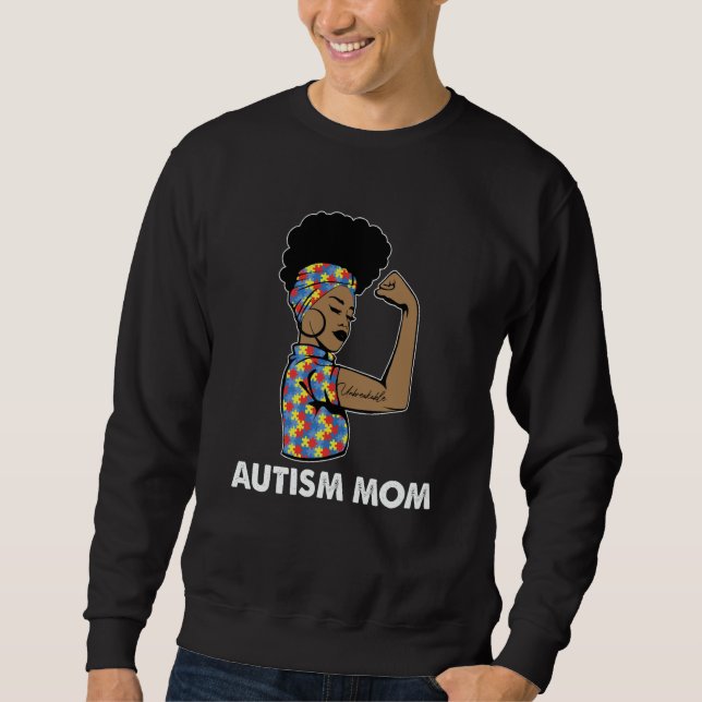 Autismus-Bewusstsein Starke Mutter Afro Mutter Sch Sweatshirt (Vorderseite)
