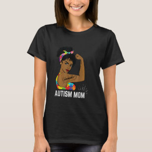 Autismus-Bewusstsein Starke Mutter Afro Schwarz Am T-Shirt