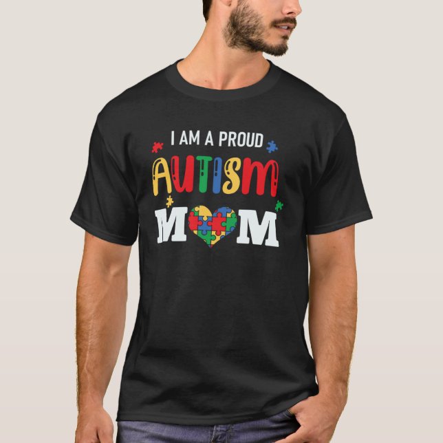 Autismus-Bewusstsein Stolz Autismus-Mutter Unterst T-Shirt (Vorderseite)