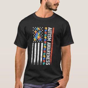 Autismus-Bewusstsein-Stütze-Puzzle-Band-Flagge T-Shirt