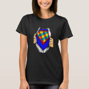 Autismus-Bewusstsein-Superheld-Puzzle-Kostüm T-Shirt