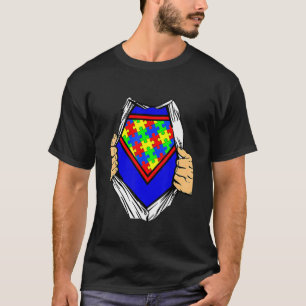 Autismus-Bewusstsein-Superhelden-Puzzle-Kostüm T-Shirt