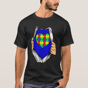 Autismus-Bewusstsein-Superhelden-Puzzle-Kostüm T-Shirt