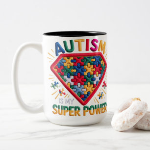 Autismus-Bewusstsein Superhelden-Schild Autismus Zweifarbige Tasse