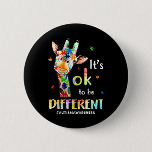 Autismus-Bewusstsein Süße Giraffe Tier Es ist okay Button