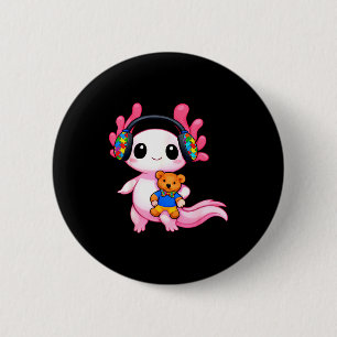Autismus-Bewusstsein süßer Axolotl-Tier Button