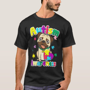 Autismus-Bewusstsein Süßer Pug-Hund-Puzzleteile T-Shirt