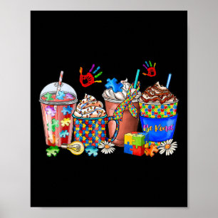 Autismus Bewusstsein Tag Kaffee Latte Cups Kaffee Poster