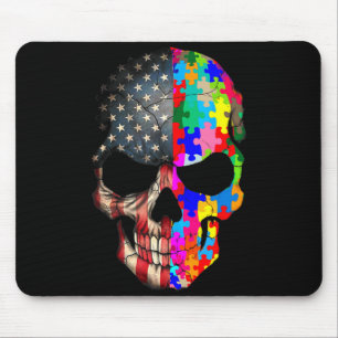 Autismus-Bewusstsein Totenkopf Puzzle-Teile Totenk Mousepad