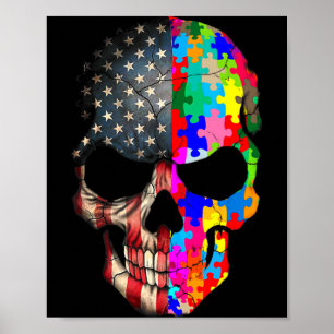 Autismus-Bewusstsein Totenkopf Puzzle-Teile Totenk Poster