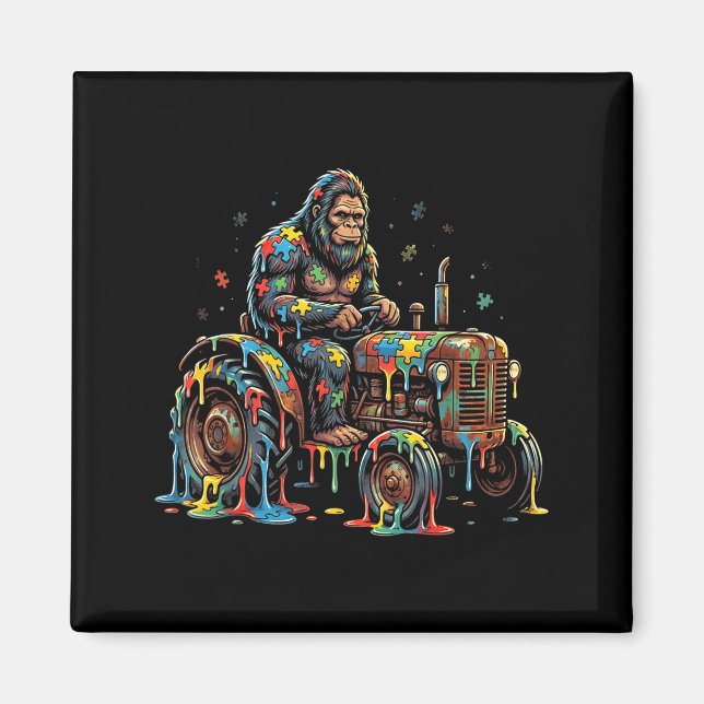 Autismus-Bewusstsein Traktor Puzzle autistisch Big Magnet (Vorne)