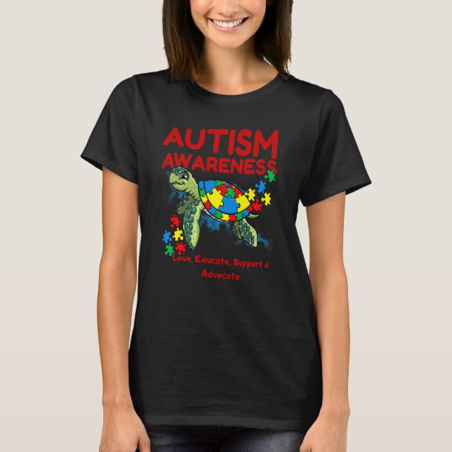Autismus Bewusstsein Turtle Puzzle Mama Kinder Leh T-Shirt (Vorderseite)