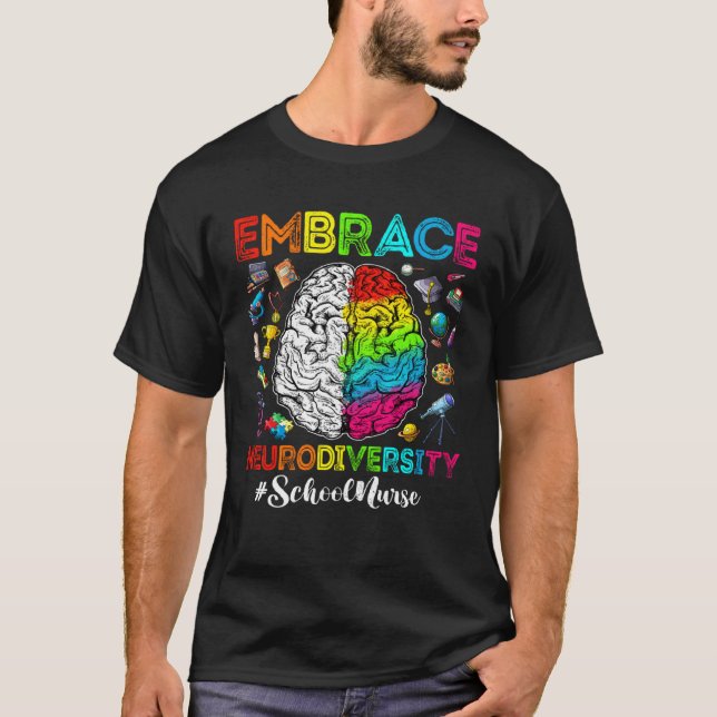 Autismus-Bewusstsein Umarme Neurodiversität Schulk T-Shirt (Vorderseite)