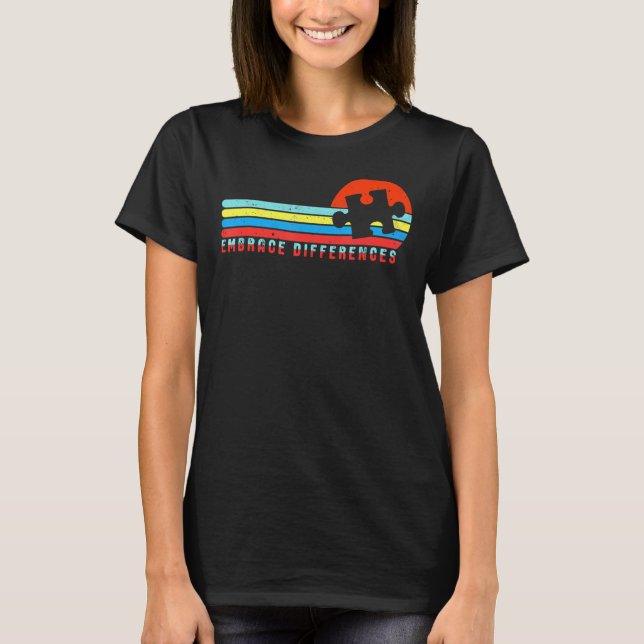 Autismus-Bewusstsein Umarme Unterschiede Puzzle-Te T-Shirt (Vorderseite)