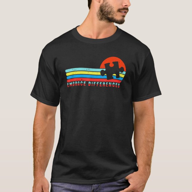 Autismus-Bewusstsein Umarme Unterschiede Puzzle-Te T-Shirt (Vorderseite)