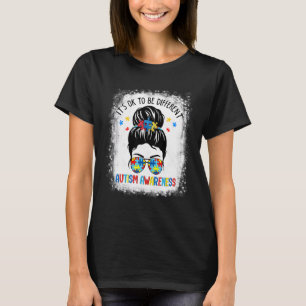 Autismus-Bewusstsein Unordentlicher Dutt Gebleicht T-Shirt