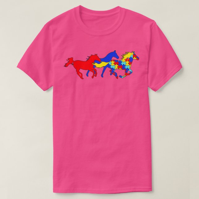 Autismus Bewusstsein Unterschiedliche Pferde Lover T-Shirt (Design vorne)