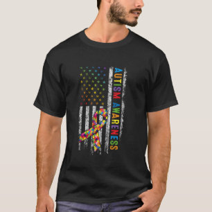 Autismus-Bewusstsein USA-Flagge Autisten-Bewusstse T-Shirt