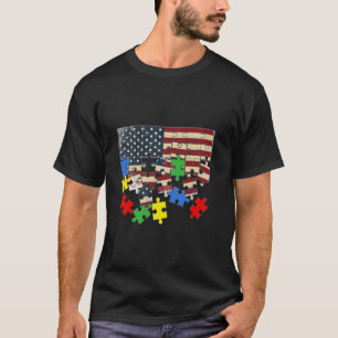Autismus-Bewusstsein verwirrtes Puzzleteil US Amer T-Shirt