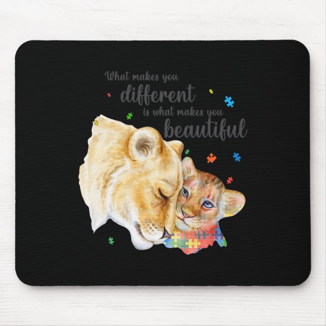Autismus-Bewusstsein Was dich anders macht Löwen-M Mousepad (Vorne)