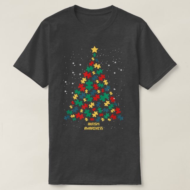 Autismus Bewusstsein Weihnachtsbaum Autismus Weihn T-Shirt (Design vorne)