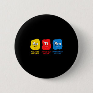 Autismus-Bewusstsein Wissenschaft Periodensystem E Button