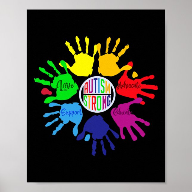 Autismus Bewusstsein Zeichensprache Hand Puzzle Un Poster (Vorne)