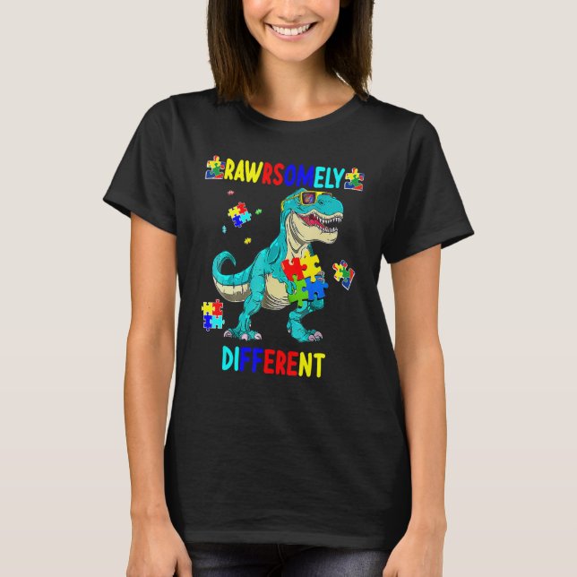 Autismus Bewusstsein ziemlich anders Dinosaurier D T-Shirt (Vorderseite)